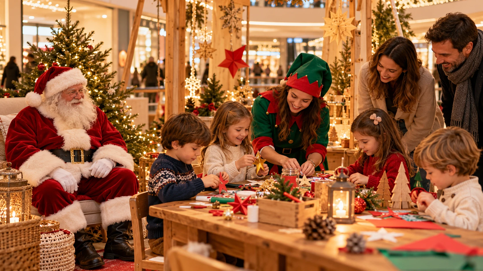 Immagine illustrativa generata con AI: laboratorio natalizio con Babbo Natale